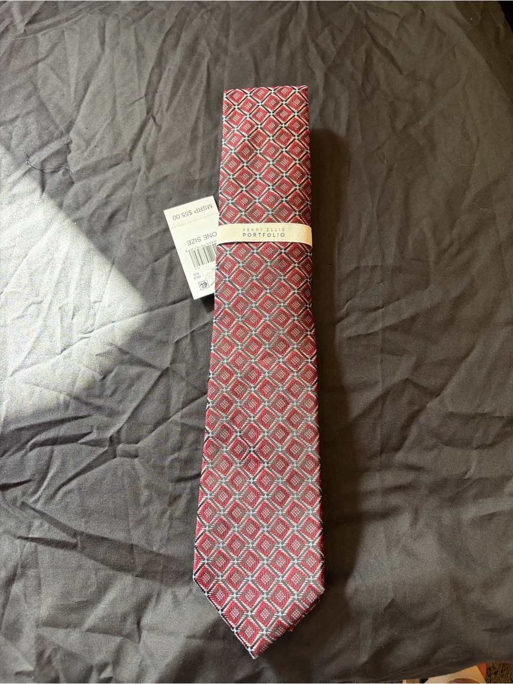 Perry Ellis Red Geometric Pattern Tie